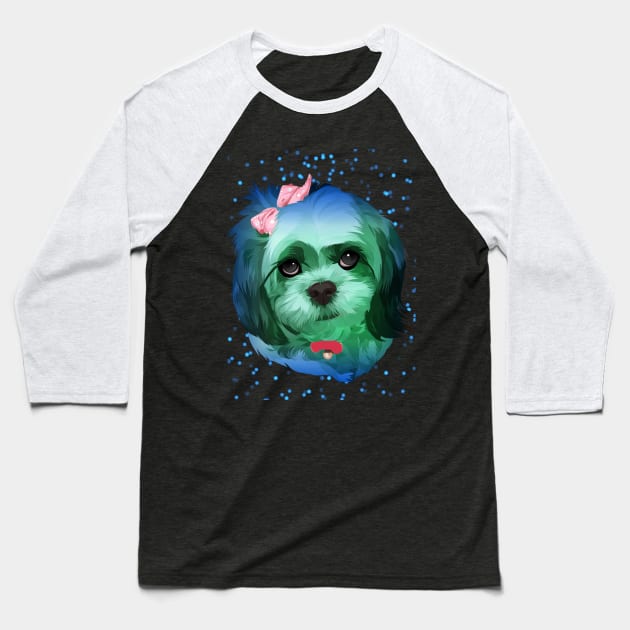 Dog in pop art Baseball T-Shirt by Fadmel